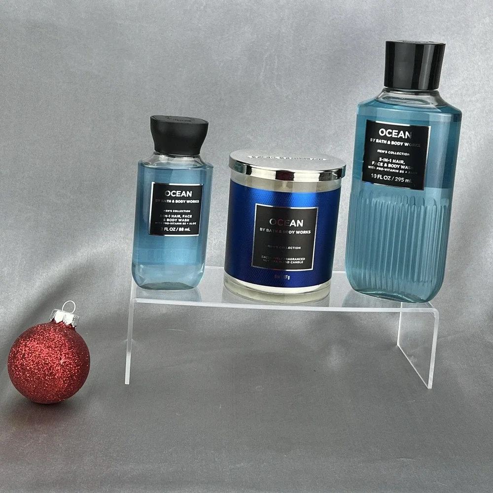 Bath & Body Works Ocean 3pc Gift Set Bundle for Men Candle & Body Wash Full Mini